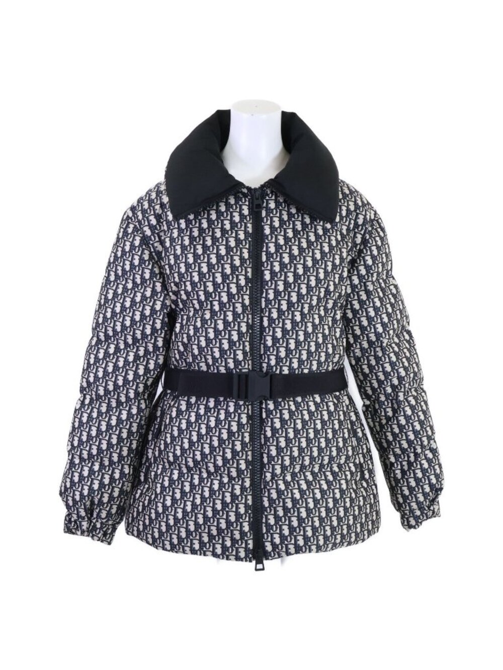Dior Obligue with Belt Stand Collar Puffy Jacket 38